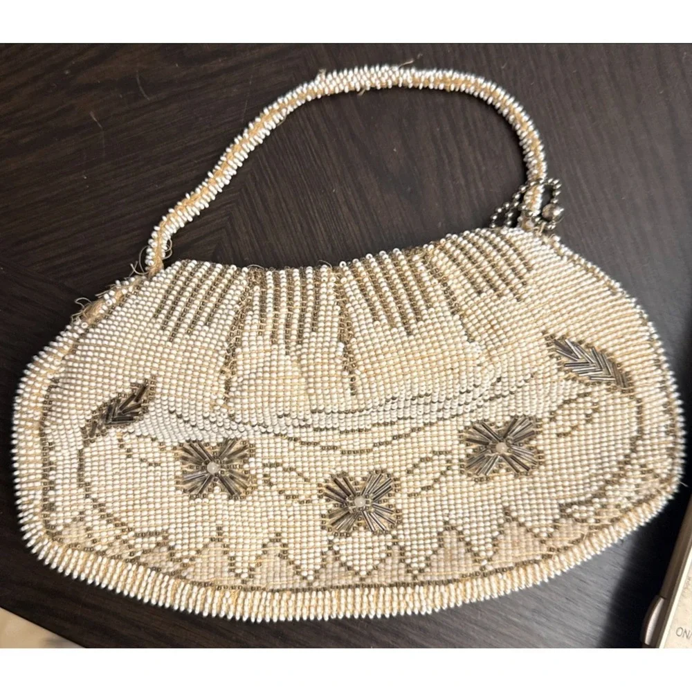 Vintage Beaded Handbag Evening Bag Clutch Purse Wedding Party Floral‎